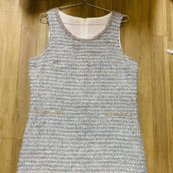 Dresses & Skirts - Sleeveless Tweed Shift Dress with Pearl Trim